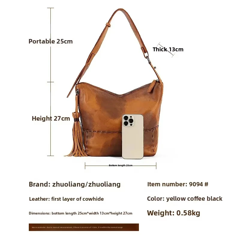 MOTAORA Genuine Cowhide Leather Vintage Shoulder Bag For Women Handmade Work Purse Designer Luxury Commuter Bag Female Handbag