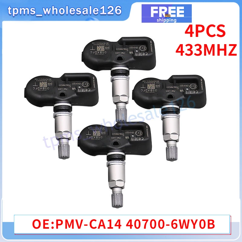 PMV-CA14 40700-6WY0B TPMS Car Tire Pressure Sensor 4PCS For 2013-2018 Infiniti Q70 QX80 2014-2019 Nissan 370Z GT-R Murano 433Mhz