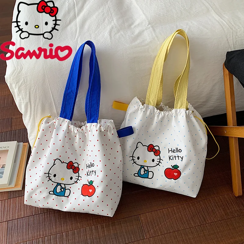 Hello Kitty 2026 New Shoulder Bag Fashion High Quality Women's Handbag Solid Color Versatile Large Capacity Shopping Storage Bag