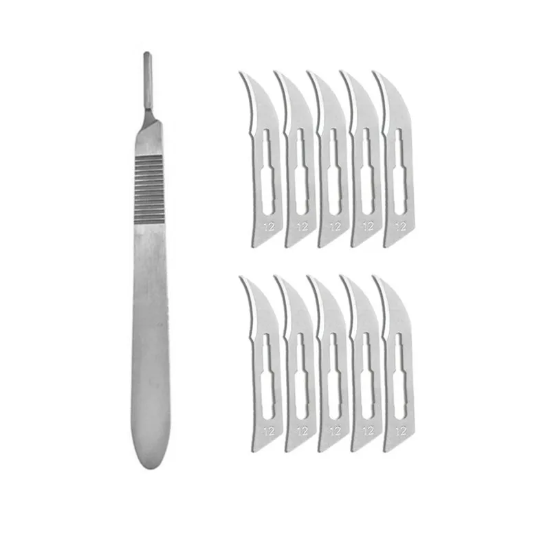 10 pz NO.12 lame per scolpire + 1 pz coltello per bisturi riparazione coltello chirurgico animale penna per intaglio del legno PCB intaglio coltello Set strumento