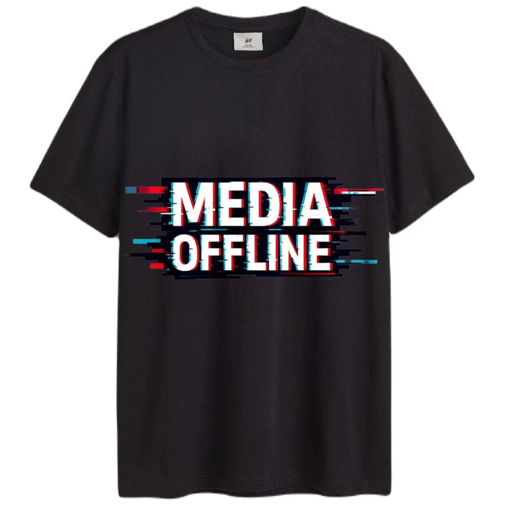 Media Offline Glitch T-Shirt, Retro Internet Humor Cyberpunk Tee