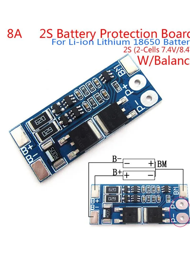1 sztuka wysokiej jakości układu BMS 2S 8A 7.4V do balansowania akumulatorów litowo-jonowych 18650, części narzędziowe, sprzedaż hurtowa — zdjęcie 2