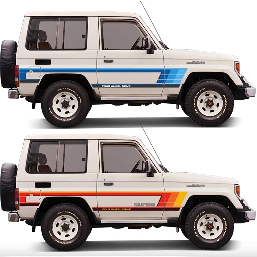 Off Road Four Wheel Drive Waist Line Stripes Retro Decal Vinyl Wrap Graphics Car Stickers for Toyota Land Cruiser 70 LC71 LC70