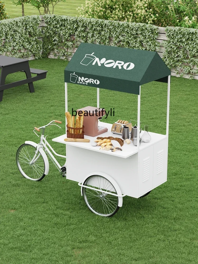 

smt14 New Arrivals Outdoor night market stall dining car drink three-wheeled wrought iron flower car food snack car Y S 14