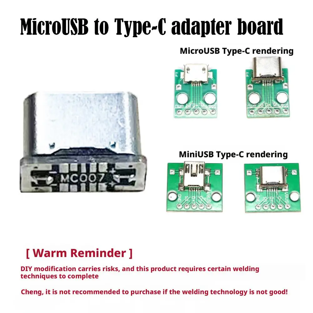 5pcs MC007 MicroUSB To Type-C Adapter Board Compatible With MiniUSB-Support Forward Reverse Charging And Data Transmission