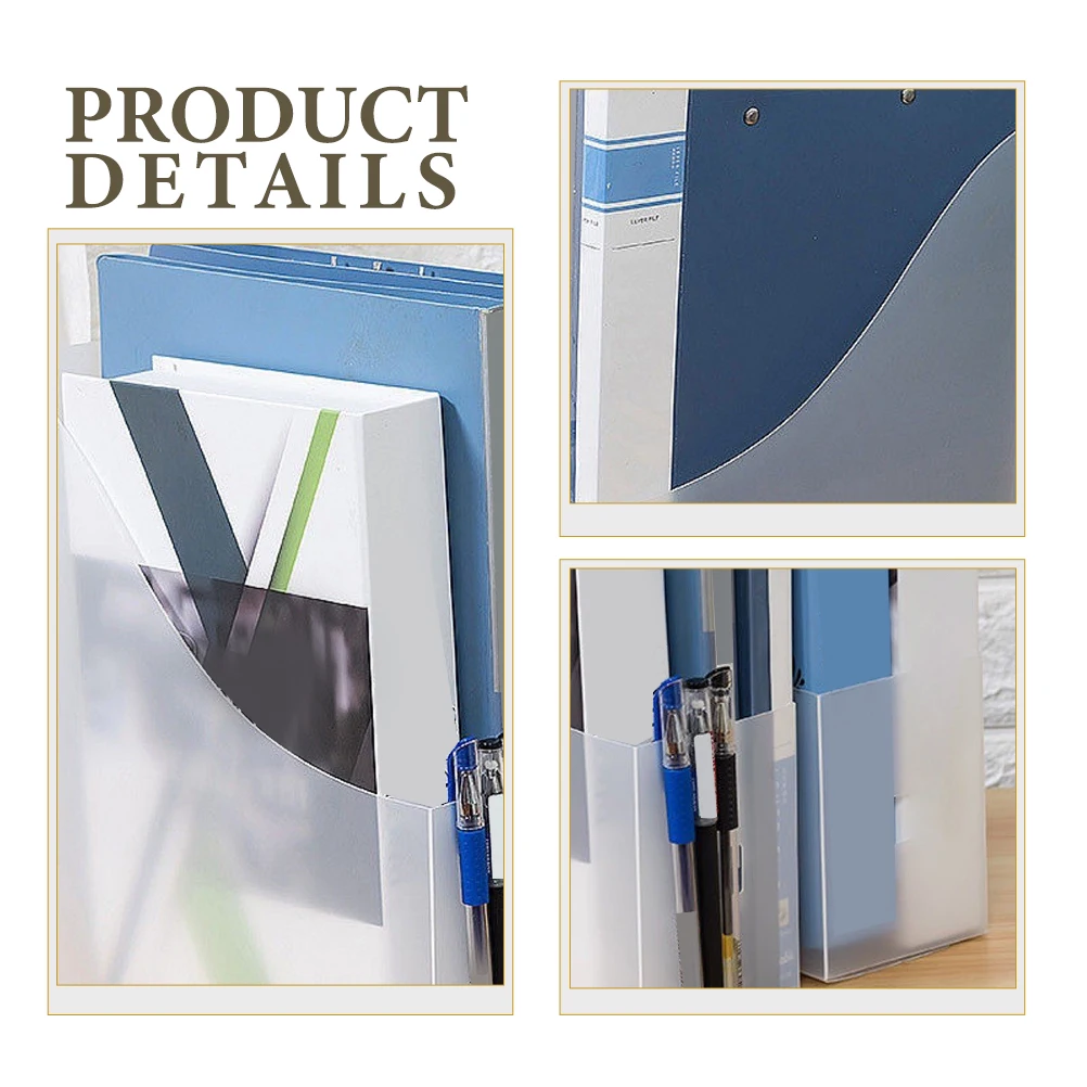 5pcs File Rack Storage Box Transparent Mat Office Desk Organizer Vertical Paper Shelf Classroom Supplies