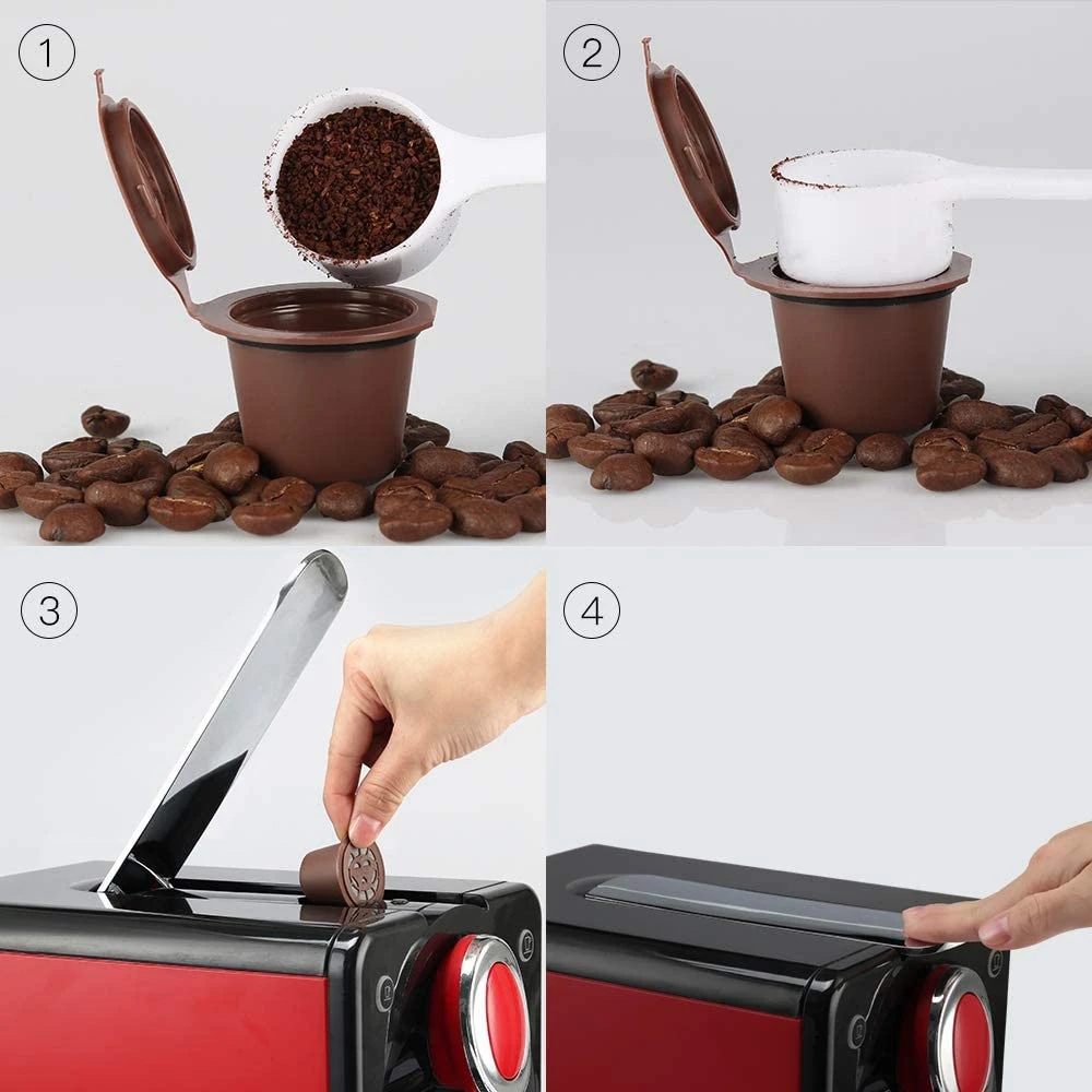 HIWS 3 Pcs Refillable Reusable Espresso Capsule for Coffee Machine Reusable Capsule Refill Empty Capsule