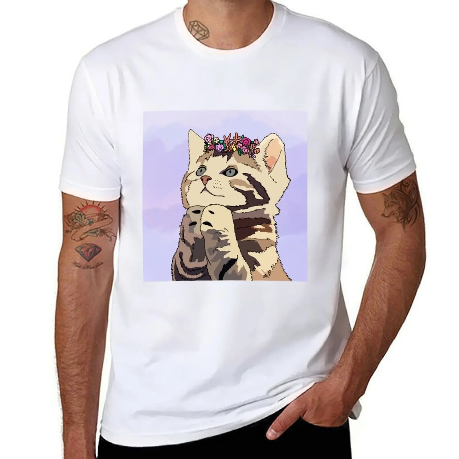 Flower Crown Kitten T-Shirt man graphic t shirt t shirts for man pack cotton T-Shirt