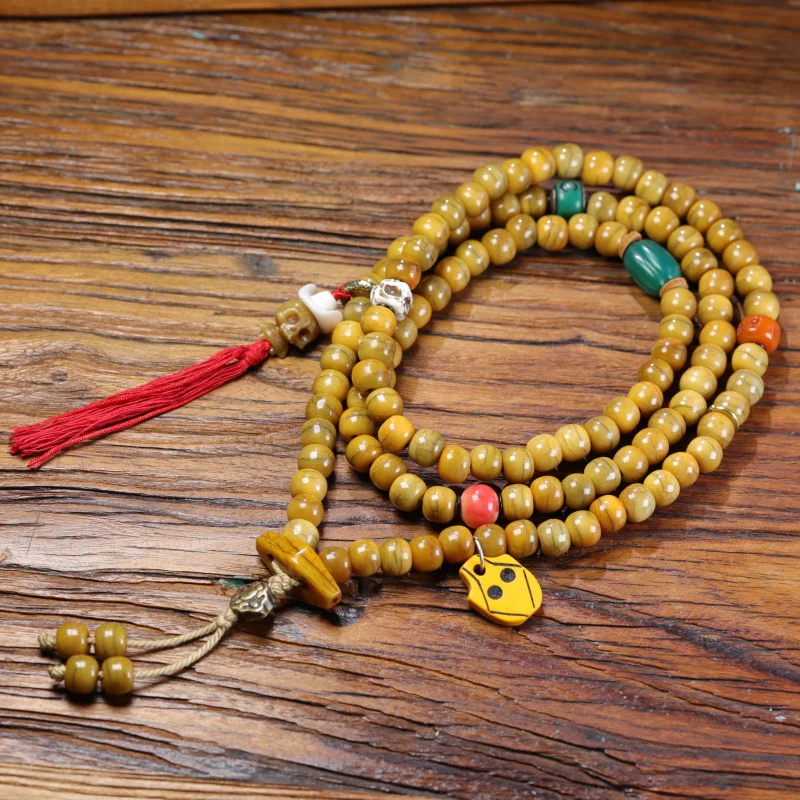 Tibetan-Style Ethnic Vintage Yak Bone 108-Piece Bracelet Retro Buddhist Prayer Beads