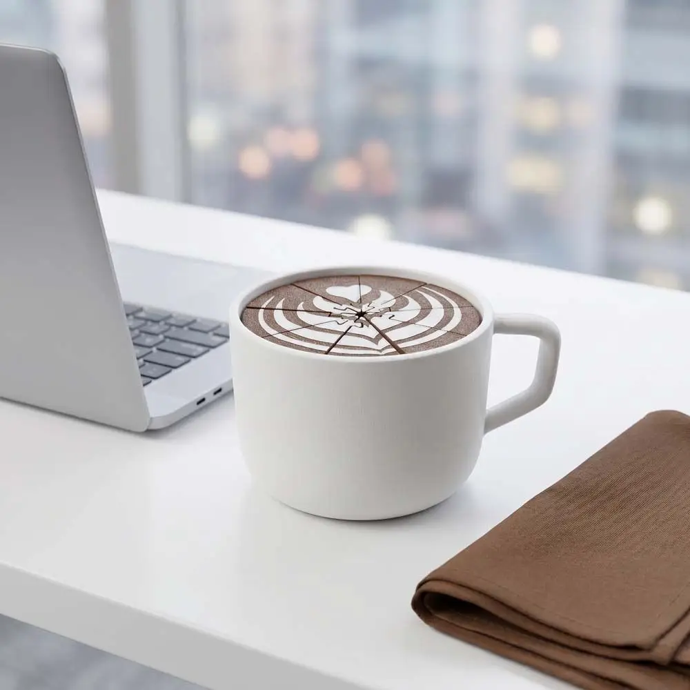 Realistic Design 3D Printed Coffee Spill Fidget Portable Size Plastic Material Coffee Spill Fidget Toy Spilling Pouring Effect