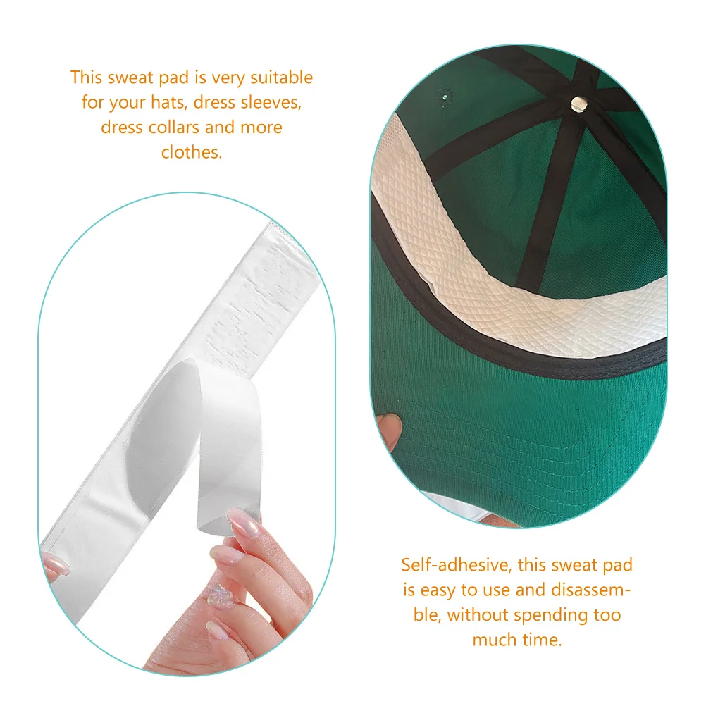 

20pcs Adhesive Absorption Strips Ultra-Absorbent Hat Liners Cap Sweat Protectors Collar Stickers Breathable Sweat Pads For