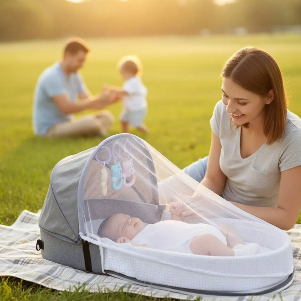 

Wholesale Convenient Folding Anti-pressure Crib Middle Bed Newborn Baby Isolation Bionic Travel Crib