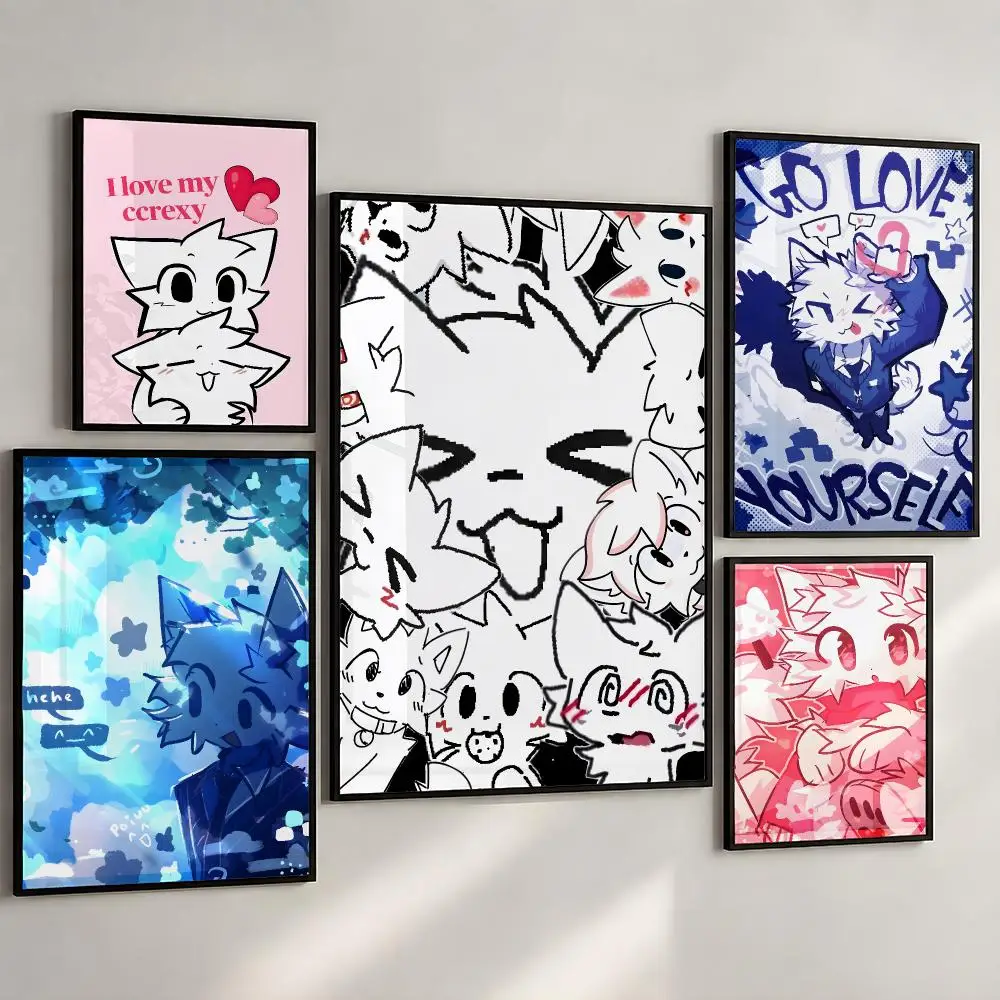 Cute Boykisser Silly Cat MeMe Poster PP Wall Art Print Removable Water-Resistant Home Decor for Bedroom Apartment Gift