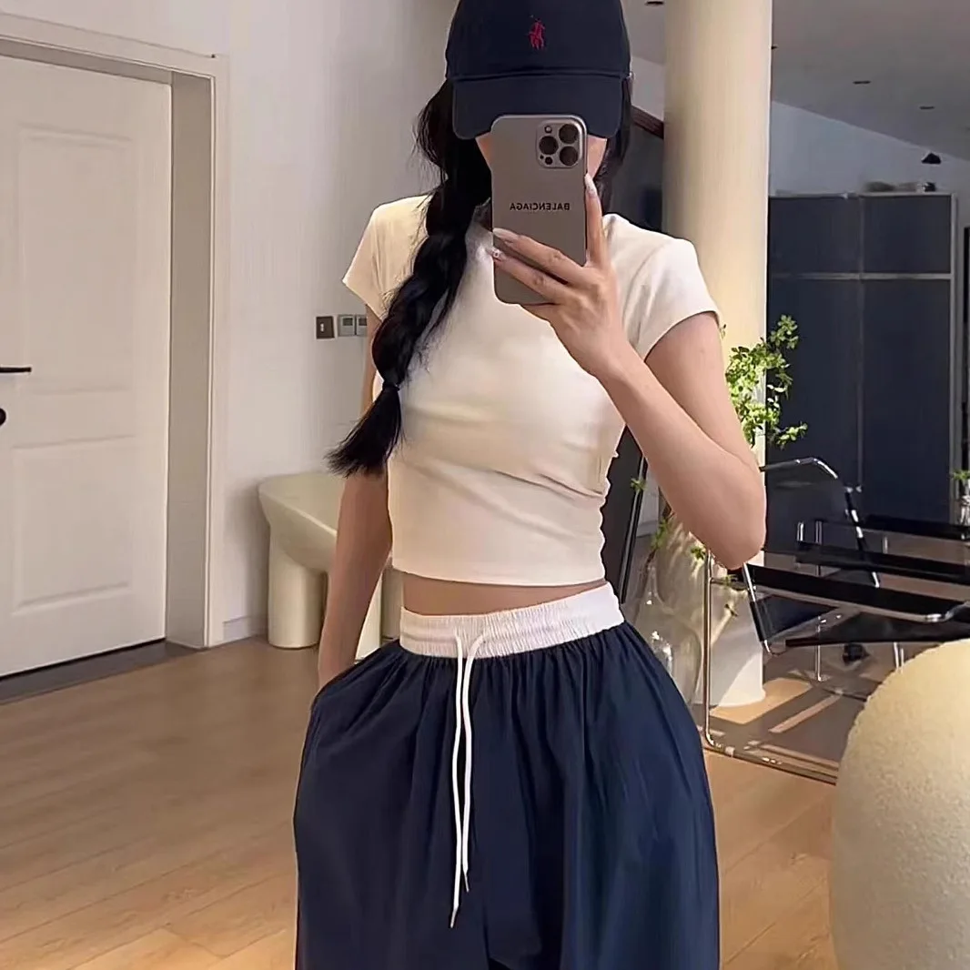American Style Quick Drying Sports Pants for Women in Spring and Summer Thin Hanging High Waisted Loose Curved and Cool Pants