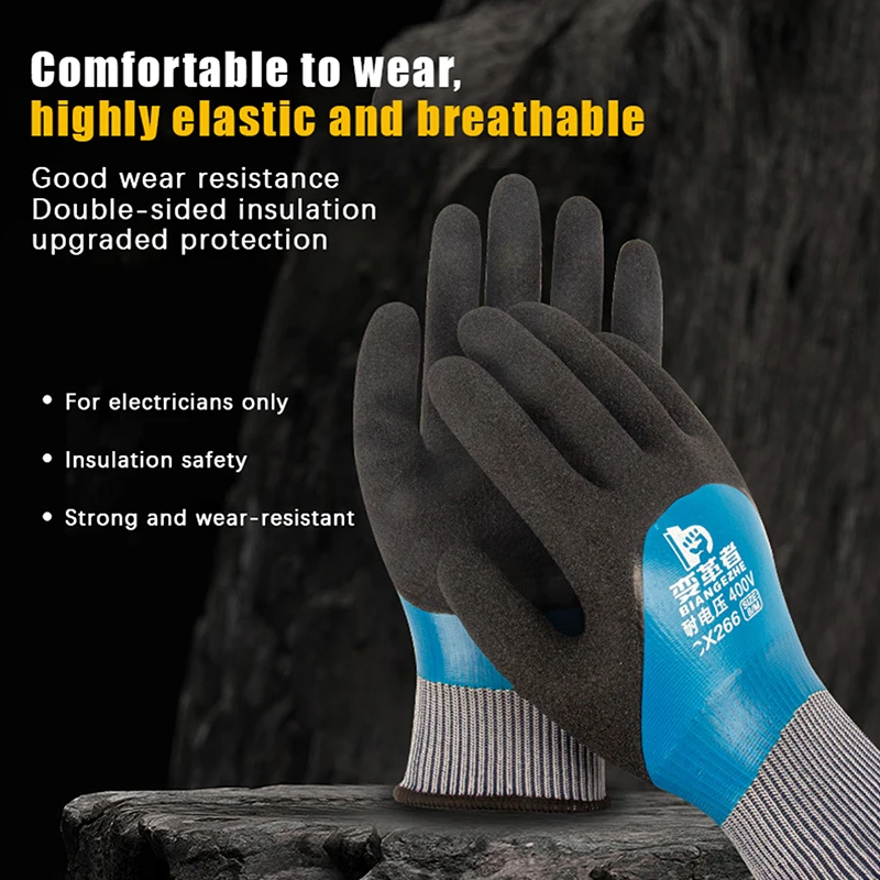 1 Pair Withstanding Voltage 400/1000V Rubber Insulation Glove For Electrical Maintenance Home Electrician Insulating Gloves