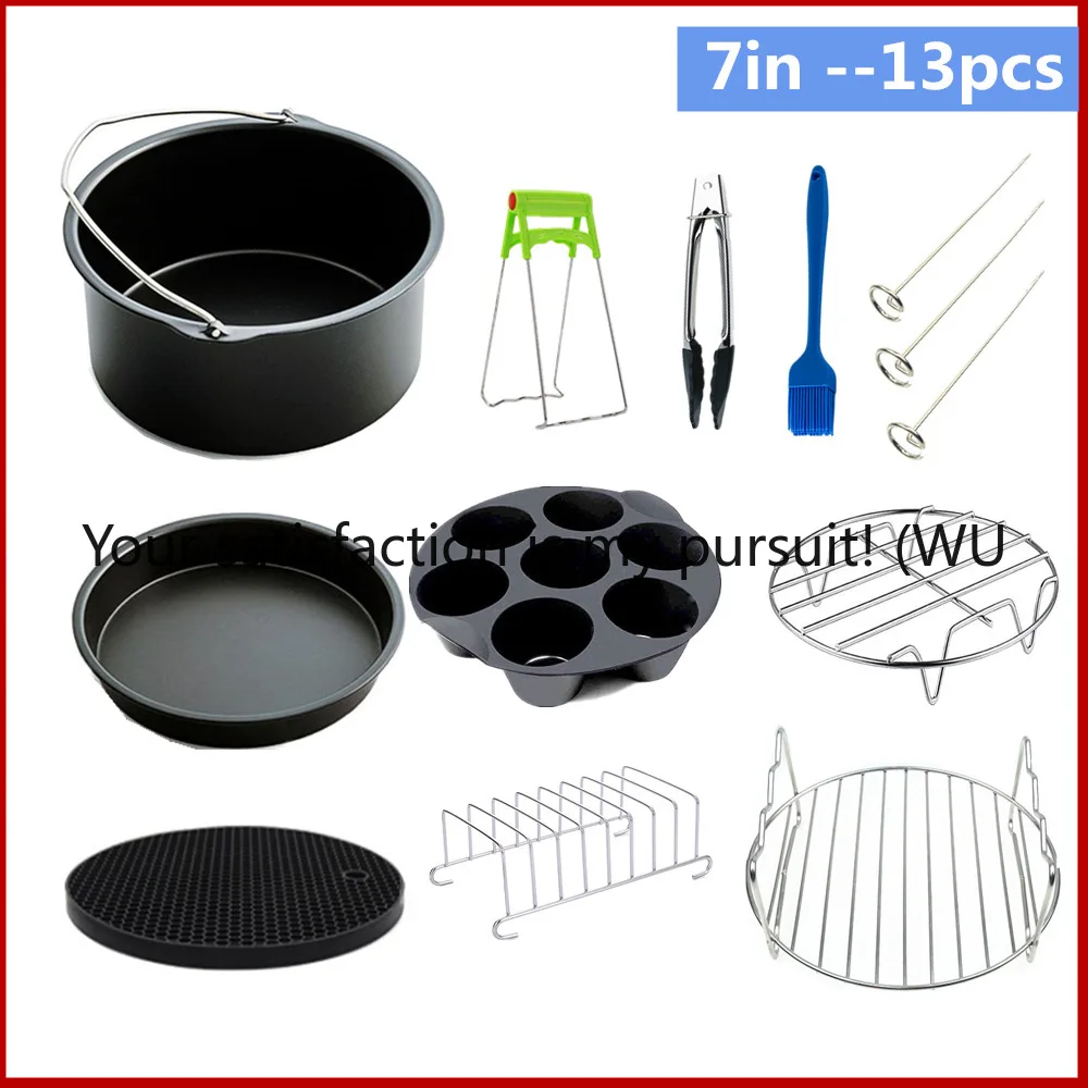 

7 inch 13 piece air fryer full set of accessories, cake basket, pizza pan, grill, cake cup food