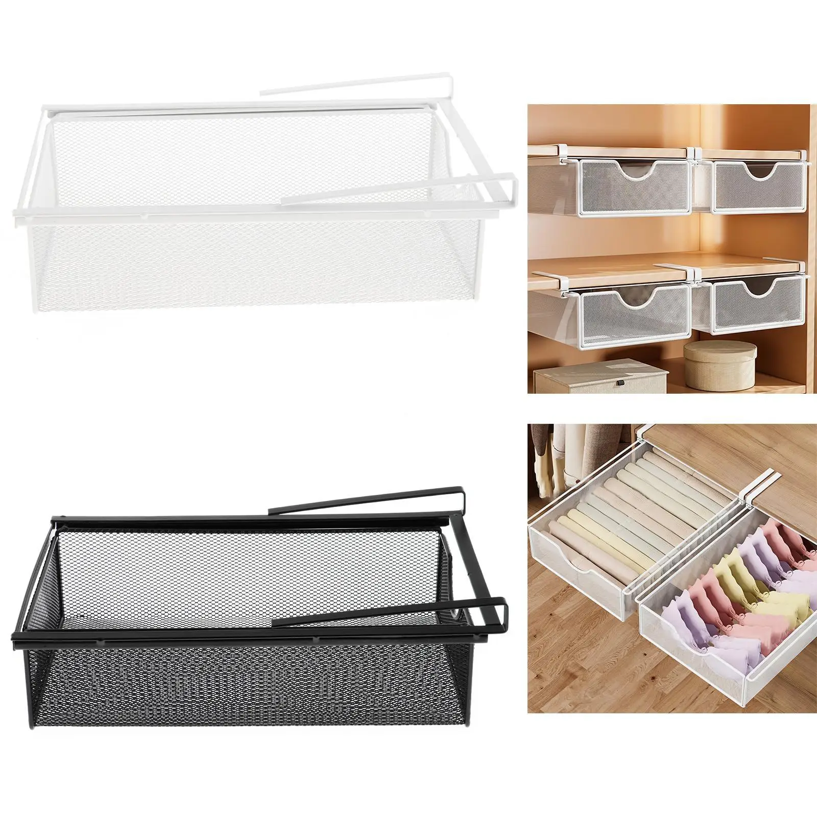 

Under Shelf Storage Organizer Hanging Pullout Drawer Basket for Bedroom Home