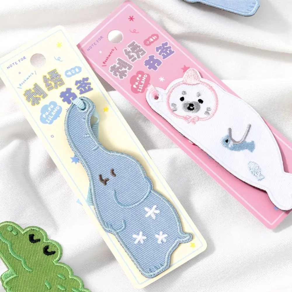 New Crocodile/Elephant/Dachshund/Seal Embroidered Bookmark Embroidered Reading Book Marker Page Pagination Mark School Office