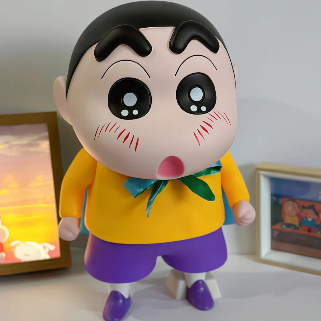 40cm Crayon Shin Chan อนิเมะหุ่นโมเดล PVC น่ารักของตกแต่งเสื้อคลุมสีเทียน Shin Chan ของตกแต่งโต๊ะห้องนอนของเล่นของขวัญ