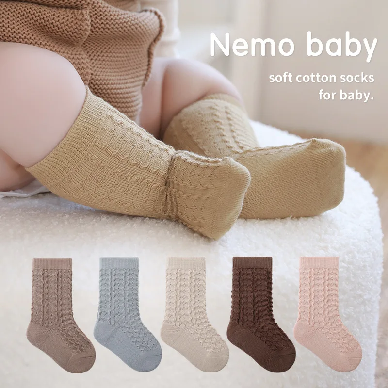 

3pair/set Simplicity Fashion Kids Sock for Boy Girl Retro Solid Color Wave Style Baby Calf Sock Spring Autumn Soft Cotton Sock