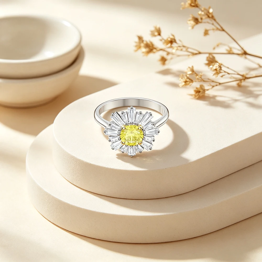 Silver Plated Gold and Silver Honeybee Flower Colorful Treasure Ring Surrounding Diamond Vintage Heart Set Red Zircon Ring
