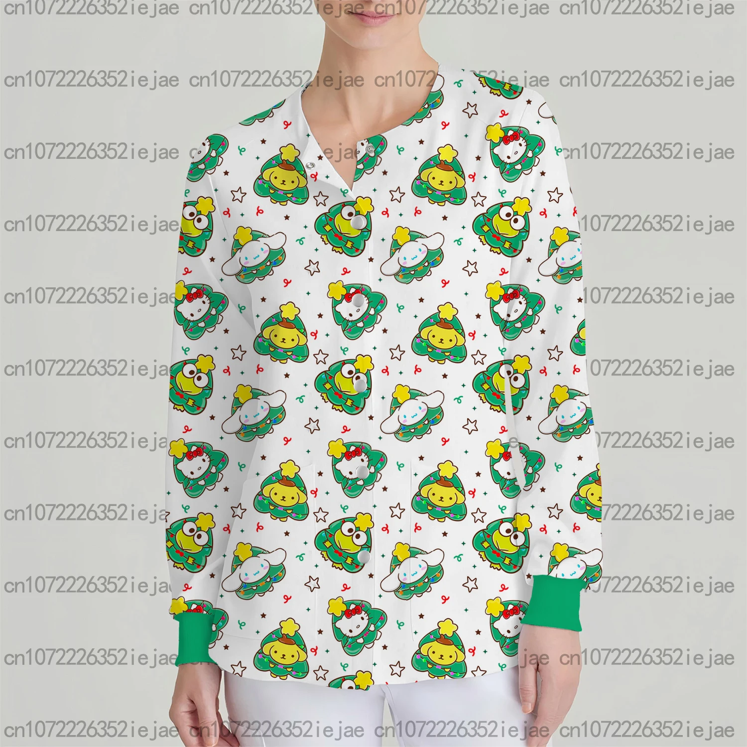 ملابس نسائية كاجوال للرضاعة من سلسلة سانريو هيلوكيتي كارتونية مطبوعة سترة بلوري سترة صوفية معطف طبي للأسنان