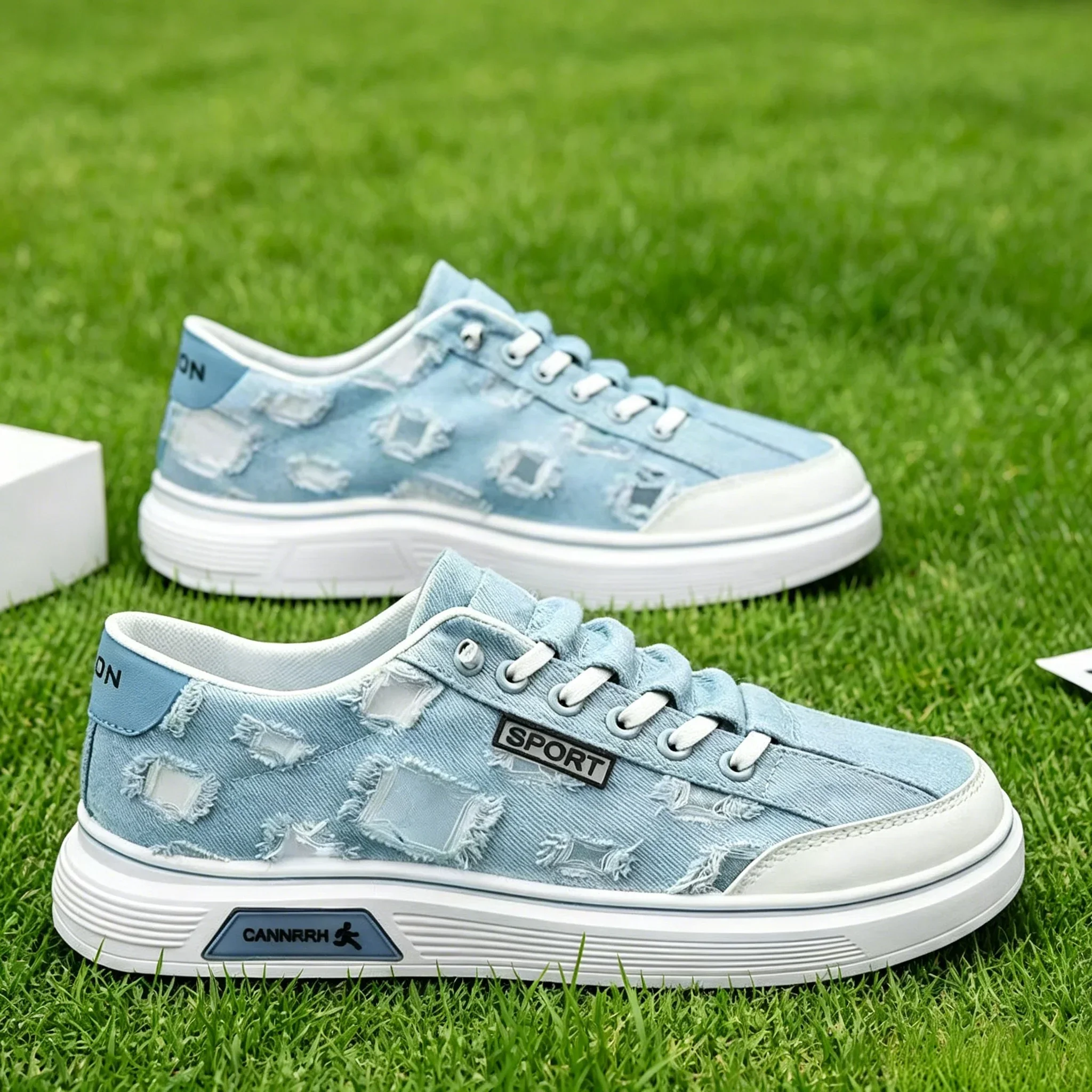 Men's Canvas Shoes 2026 Summer Breathable Casual Versatile Student Sneakers Trendy Soft-Sole Ripped Distressed Cloth Footwear