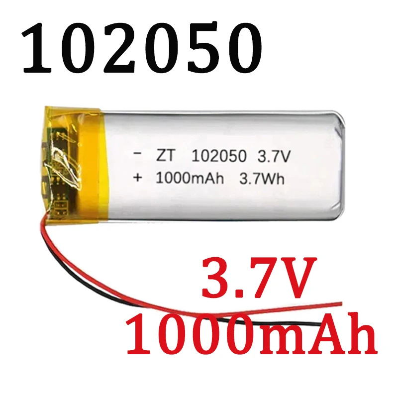 New 3.7V 1000mAh 102050 Rechargeable Polymer Batteries Lipo Li-Po For Toy Power Bank GPS Laptop Camping Lights Diy