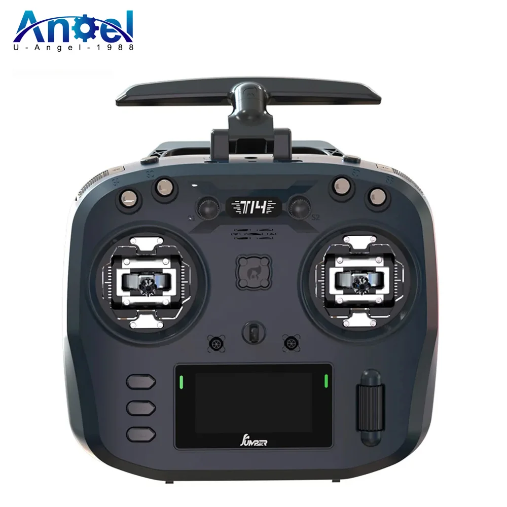 

Jumper T14 2.4Ghz/915Mhz 1W ELRS Remote Control CNC Hall Sensor Gimbals Bi-directional Foldable Antenna OLED Display FPV Drone