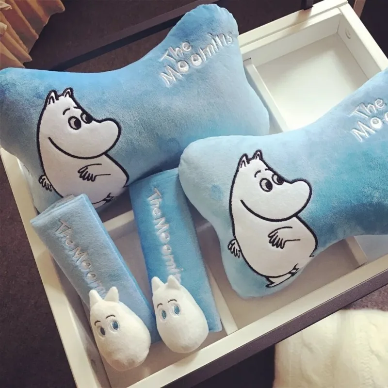 New Cartoon Moomins Popular Car Seat Belt Shoulder Cover Soft Neck Rest Pillow Lovely Style Practical Car Interior Decorations view 3