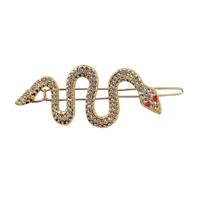 39BC Elegant Rhinestones Snake Hair Clip Hair Shaping Pin For Women Girl Everyday Wear