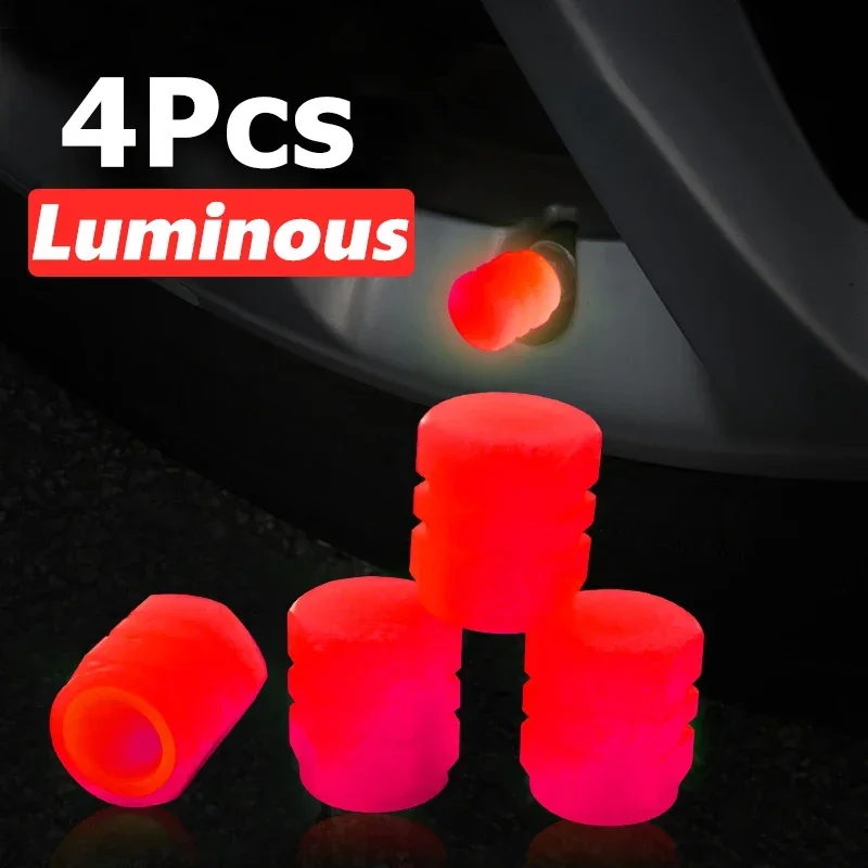 1/4Pcs Leucht Ventil Kappen Fluoreszierende Grün Blau Nacht Leuchtende Auto Moto Fahrrad Rad Styling Reifen Hub Universal kappe Dekor