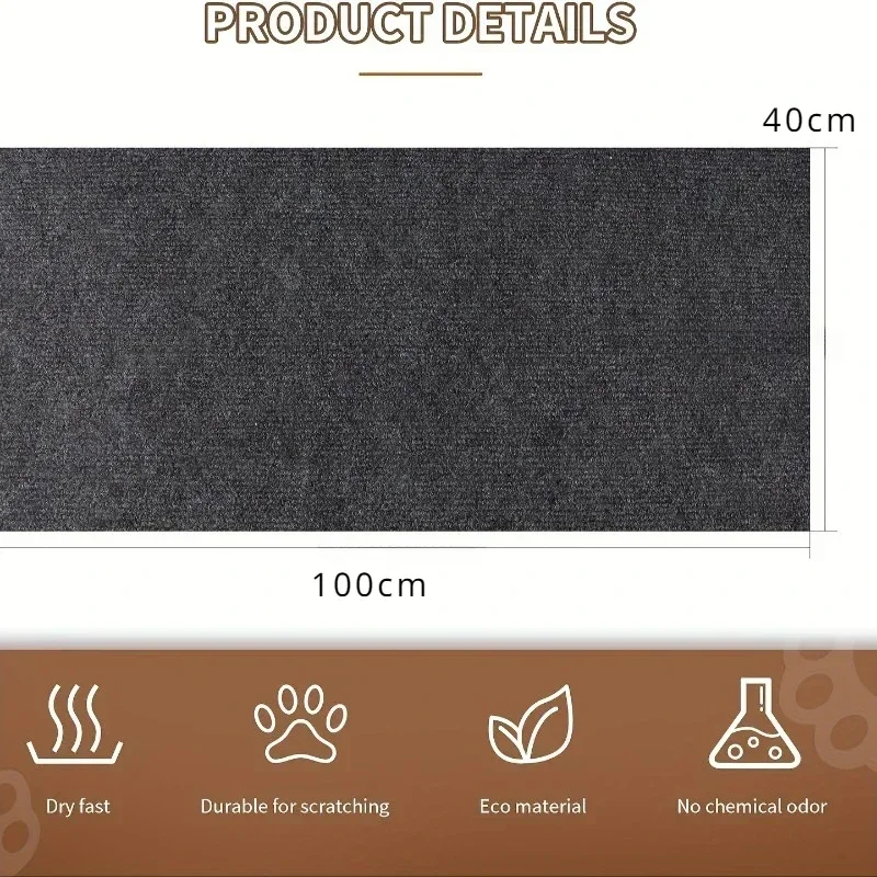 40*100cm Cat Scratching Mat Cat Carpet Climbing Cat Scratcher for Furniture Self-Adhesive Sofa Couch Protector Rug Pad