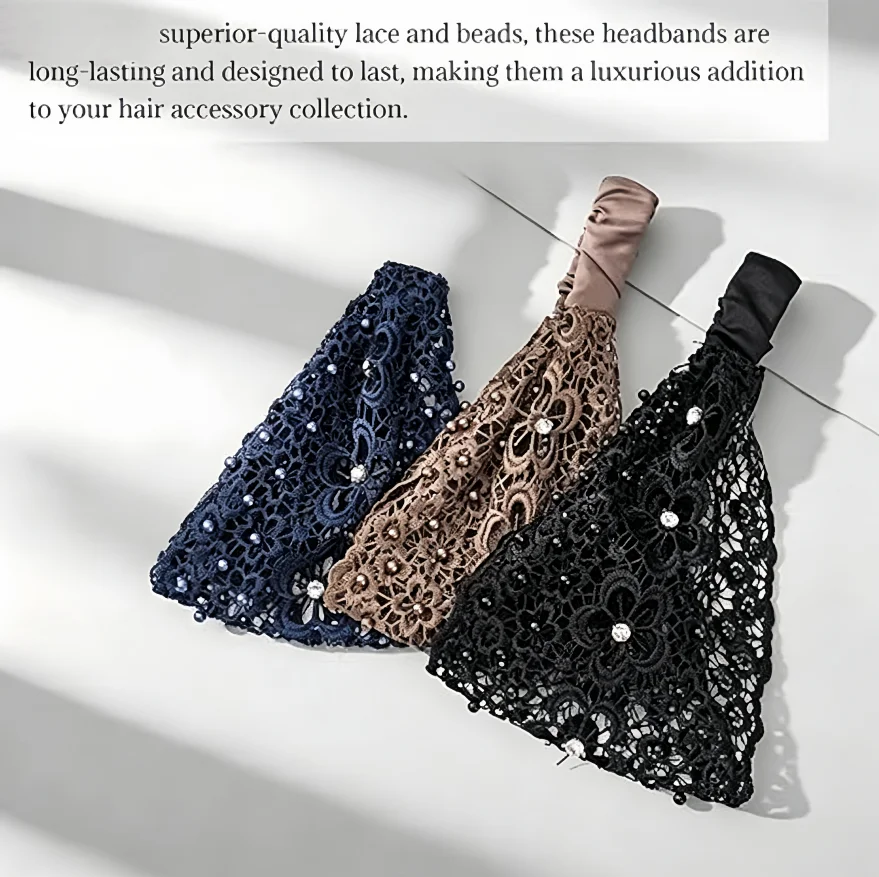 Vintage Floral Lace Stretch Hair Band for Weddings