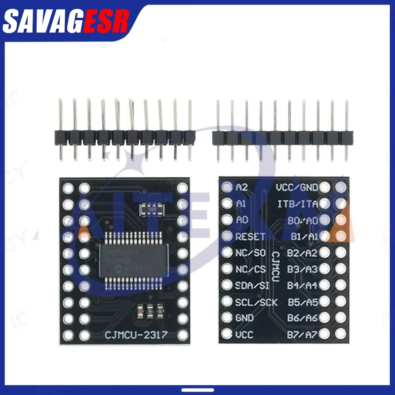 MCP23017 Black I2C Interface 16bit I/O Extension Module Pin Board IIC to GIPO Converter 25mA1 Drive Power Supply For Arduino