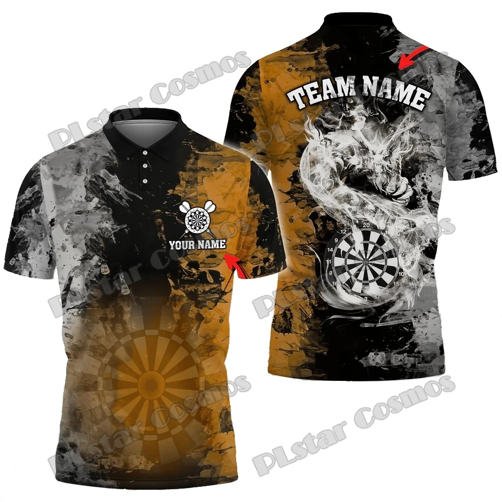 PLstar Cosmos Darts Dragon On Night Color Options Personalized Name 3D Print Premium Men's Polo Shirt Summer Casual Shirt POL202