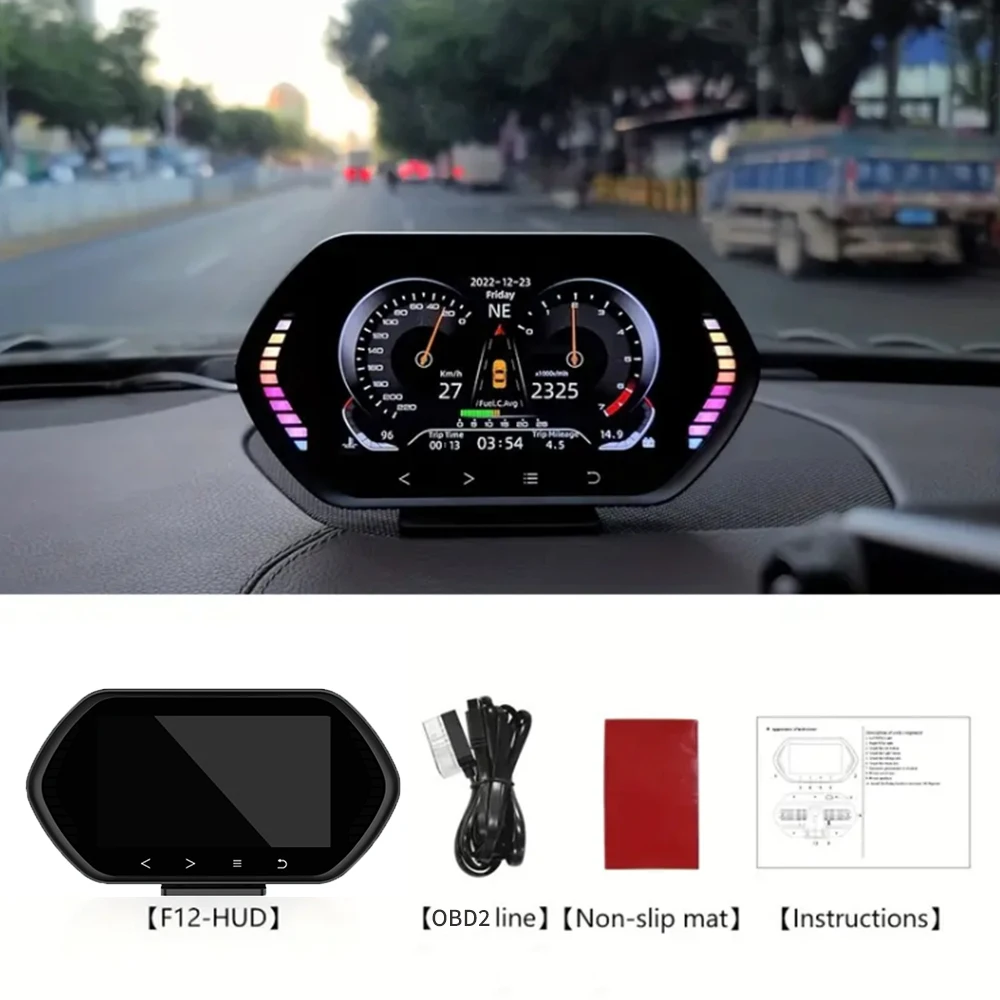 KWHUD HUD OBD2 Head Up Display Car Digital Speedometer RPM Water/Oil Temp Slope Meter Gauge for Chevrolet Gasoline Car 2008-2024