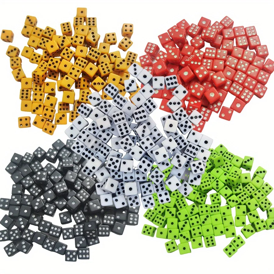 

200 шт., 8 мм, набор акриловых кубиков, белые, черные, зеленые, желтые, красные, квадратные угловые кости для ролевых игр, настольные игры, игры для вечеринок, отличная идея подарка JXB