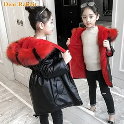 New children winter velvet jacket waterproof parkas warm outerwear hooded coats for girls Outwear Leather Snowsuit windbreaker