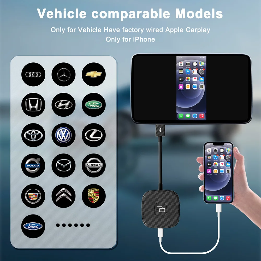 CarPlayจอแสดงผลกระจกรถอะแดปเตอร์แบบมีสายCarplay Mirror Dongle AppleรถสําหรับOEMแบบมีสายCar Play Mirroring Converter