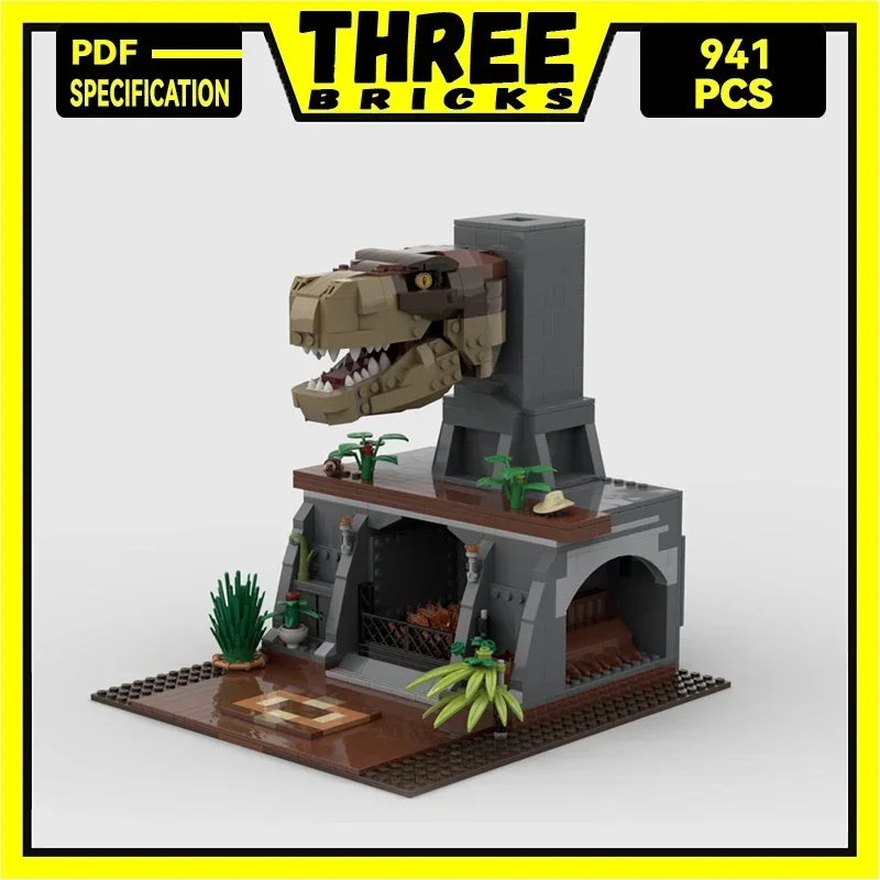 

Moc Building Blocks Streetscape Model Tyrannosaurus Rex Wall Furnace Technical Bricks DIY Assembly Toys For Childr Holiday Gifts