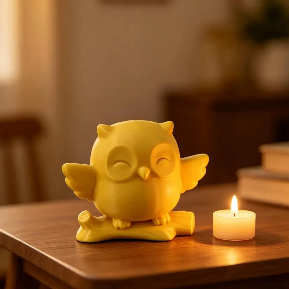 Mini Owl Statue 3d Printed Owl Figurine on Tree Branch Mini Forest Statue Cute Home Office Table Desk Mantle Bookshelf Decor