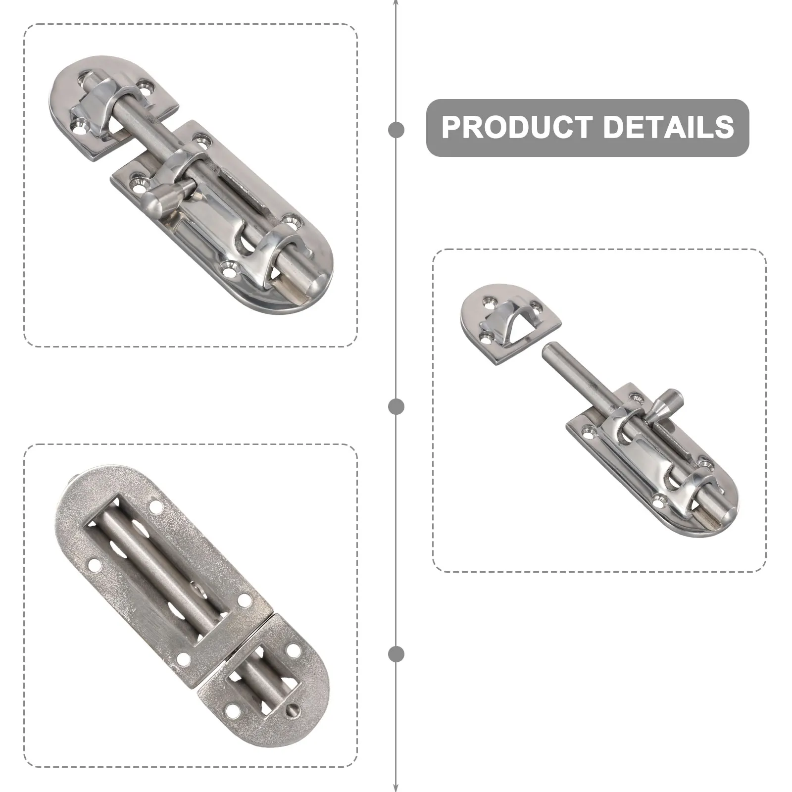 Loquet de bateau en acier inoxydable 316, 110mm, serrure de porte et fenêtre de bateau marin, barils coulissants, fermoir à boulon, pièce de rechange en argent