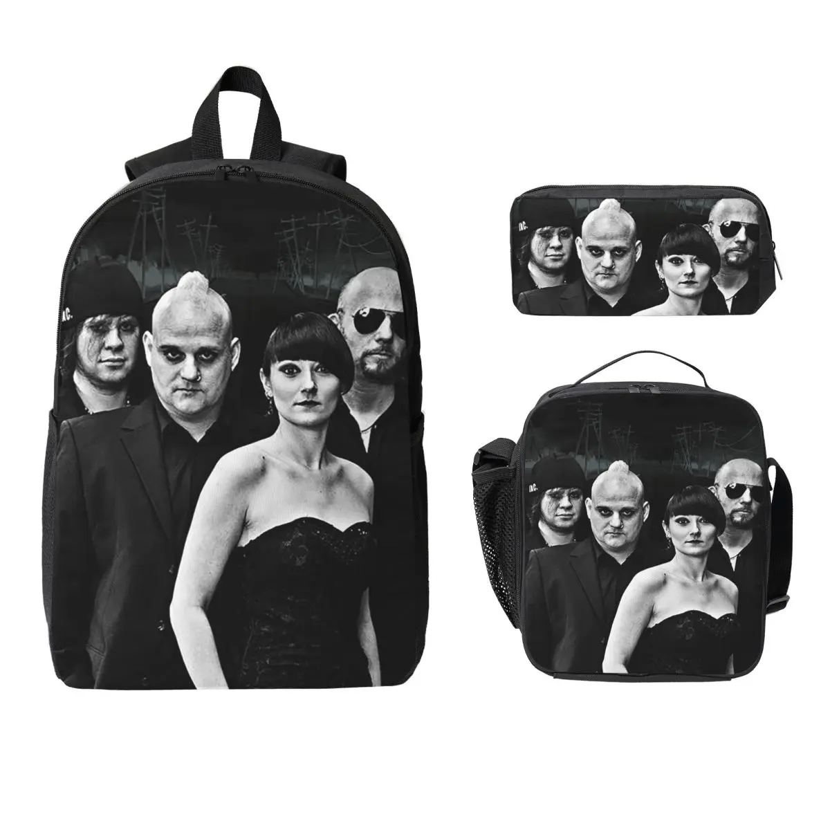 MONO INC Goth Rock Music Backpack Student Boys Girls BookBag School Bag Laptop Shoulder Bags 3ps Insulated Lunch Bag Pencil Case