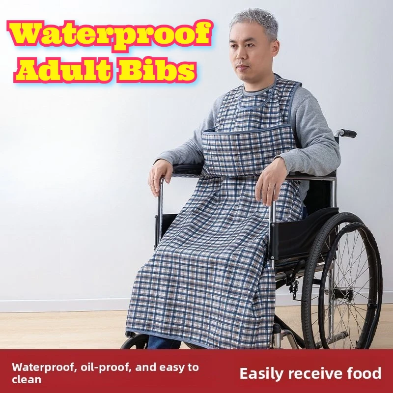 Waterproof Adult Bibs Eating Seniors Large Reusable Washable Feeding Apron Drool Food Spill Protection Cover Easy Clean Drying