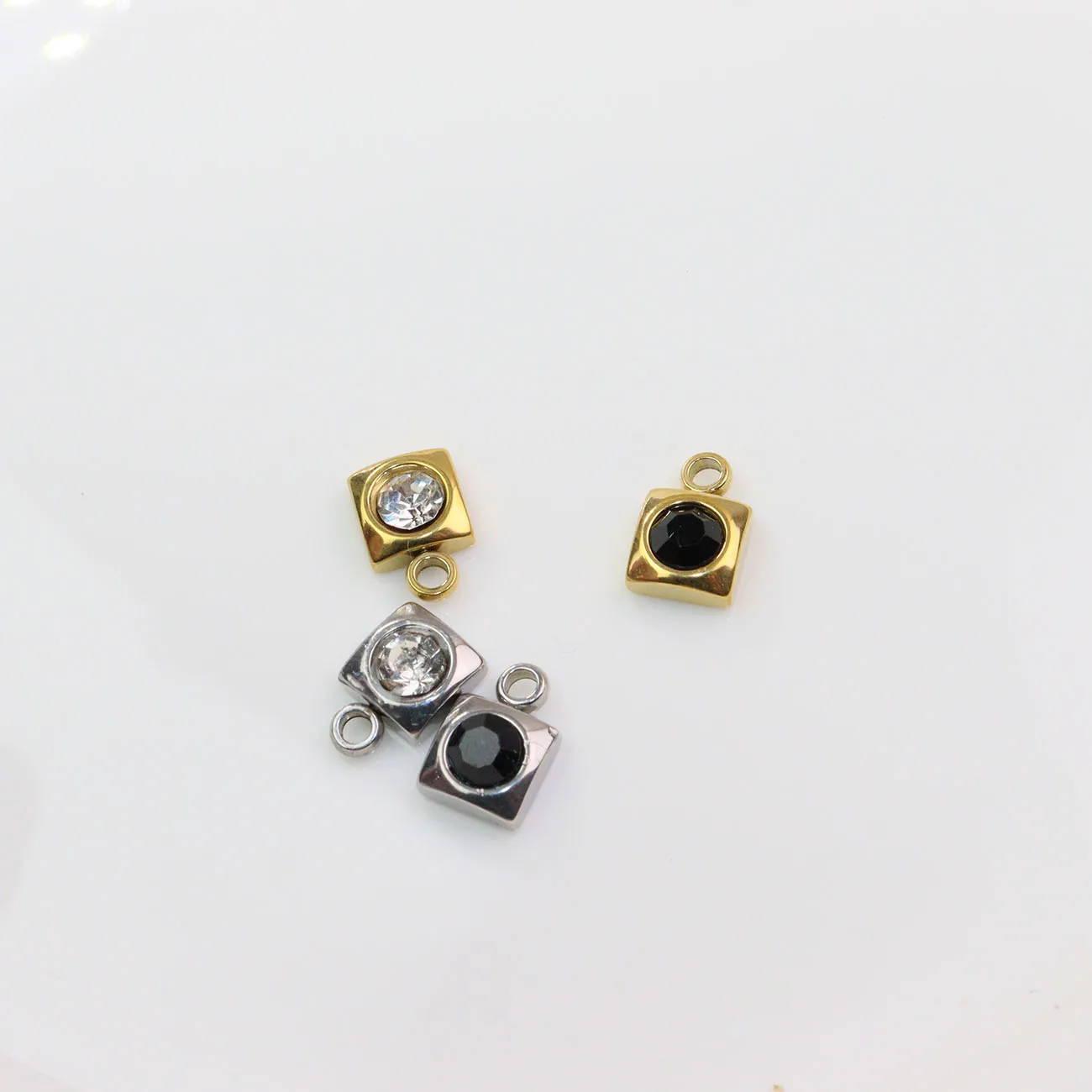 10pcs Stainless Steel Shiny Stones Tear Jewelry Charms Pendant DIY Handcraft Waterproof Antiallergic