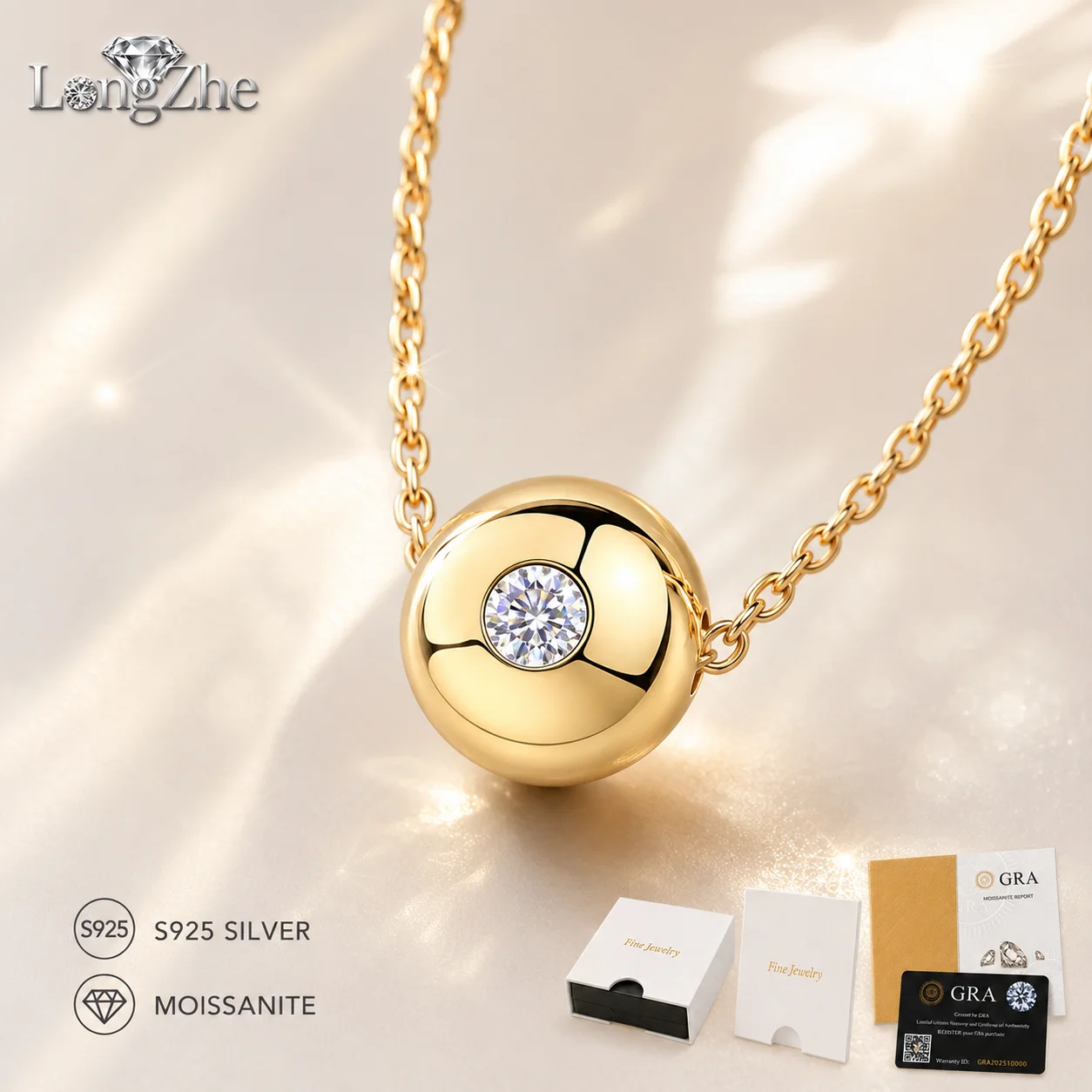 925 Sterling Silver Chain Necklace Men - Kalung Liontin Moissanite untuk Wanita dan