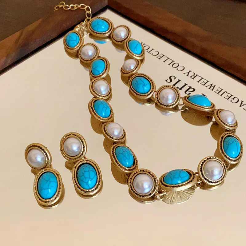 Palace style fashionable design clavicle chain personalized retro temperament earrings