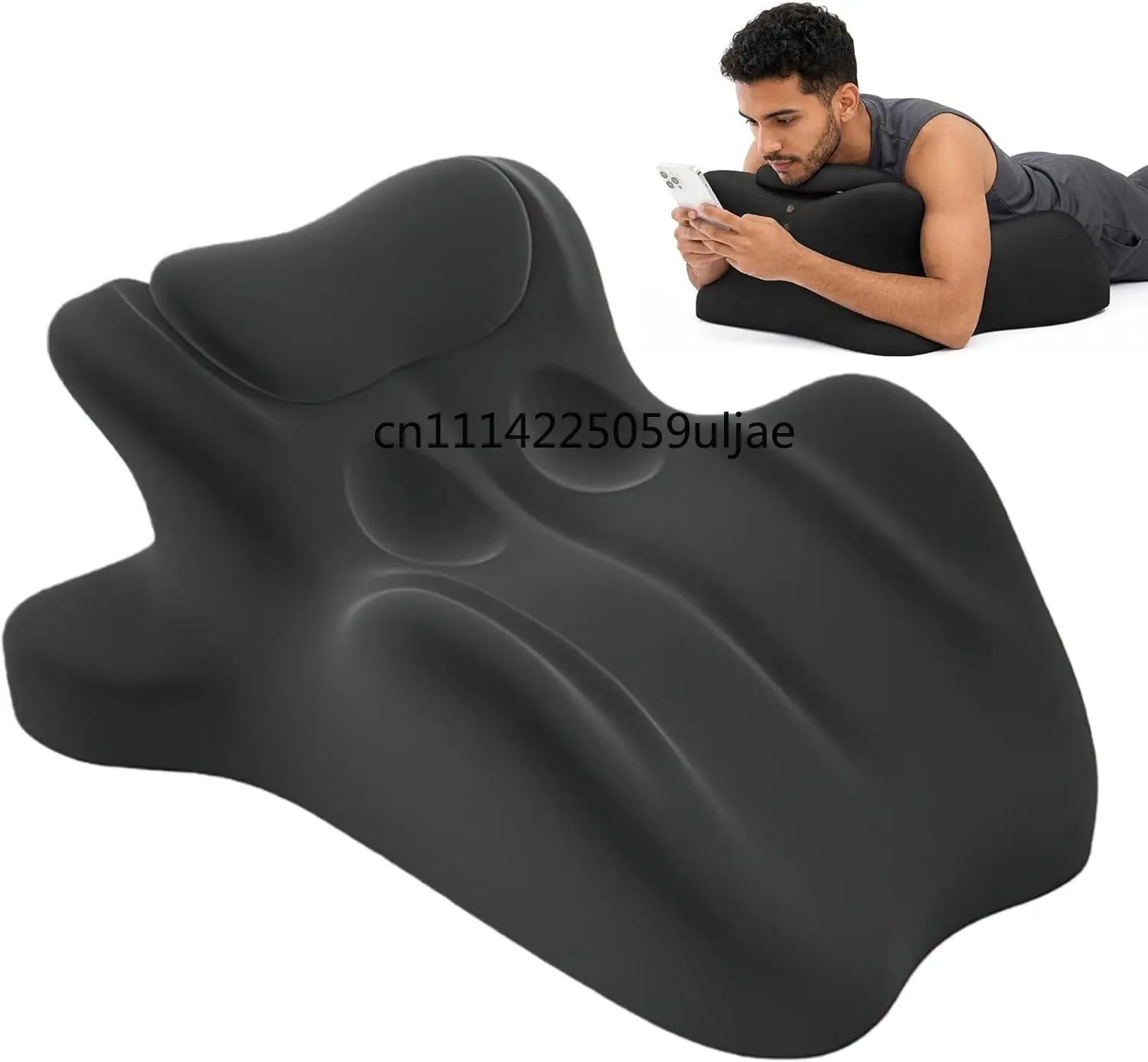 Memory Foam Ergonomic Cushion for Back Support Couple Pillow for Intimacy & Support 27° Memory Foam Multi-Position Comfort Black