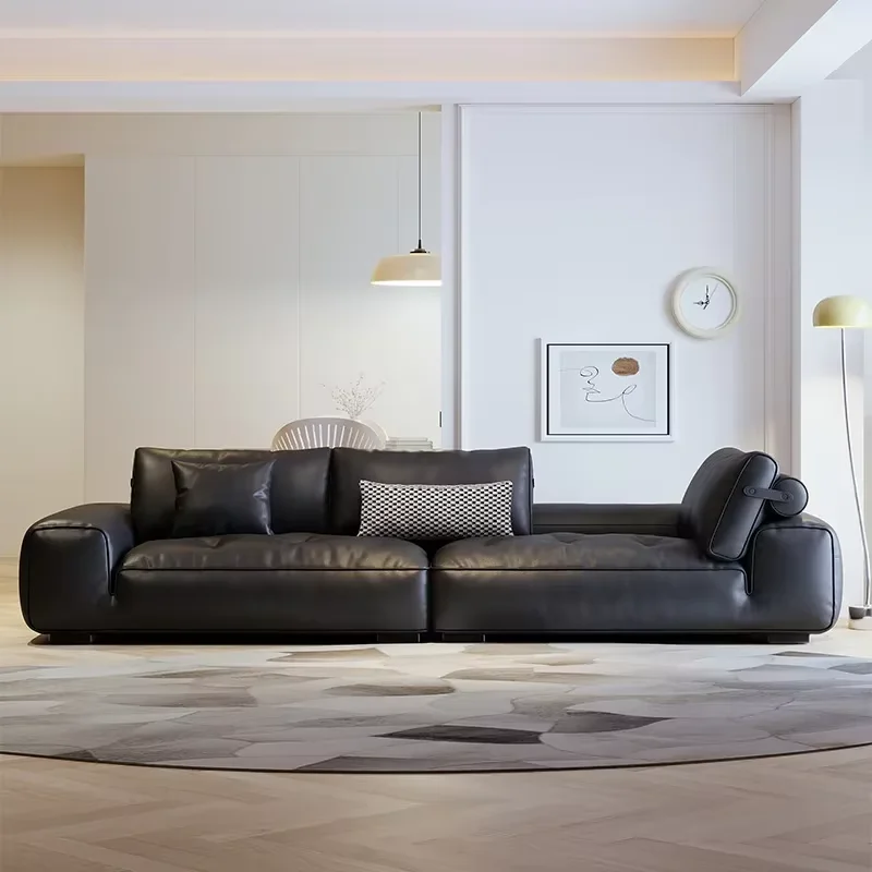 European Living Room Sofas Minimalist Leather Wooden Designer Daybed Sofas Modern Nordic Italian Canape Salon Home Furniture